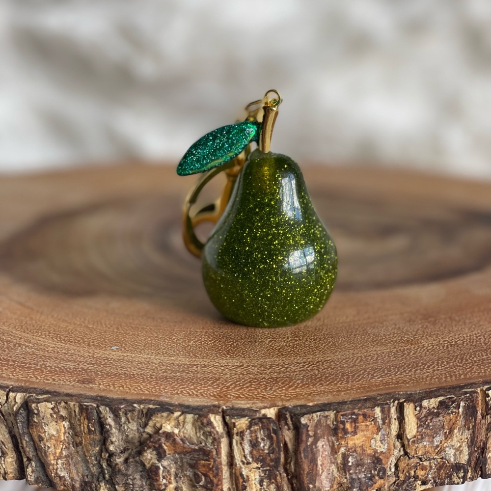 Green Glitter Pear Bag Charm/Keychain
